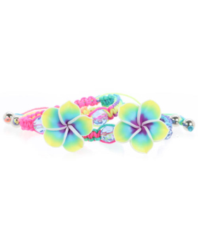 Assorted Rainbow Flower Woven Bracelet