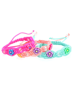 Assorted Fimo Flower Woven Bracelet