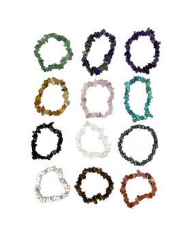 Assorted genuine irregular stone beaded elastic Bracelet