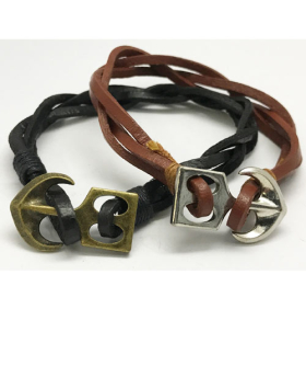 Braid Leather Anchor Bracelet