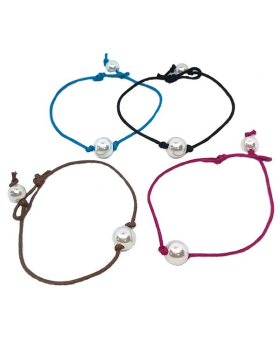 Assorted cord bracelet with pearl