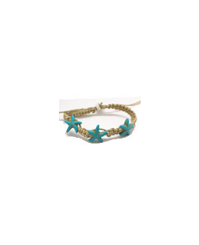 Hemp Turq Star Fish Woven Bracelet
