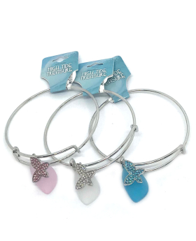 Sea Glass Butterfly Bangle Bracelet