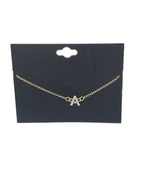 Rhinestone Initial on gold chain Bracelet