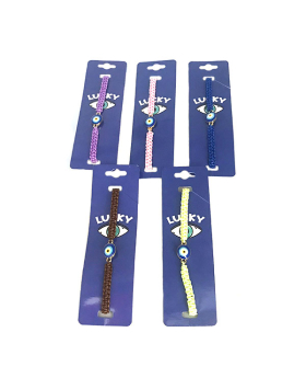 5 Assorted adjustable macrame bracelet with Lucky Eye bead