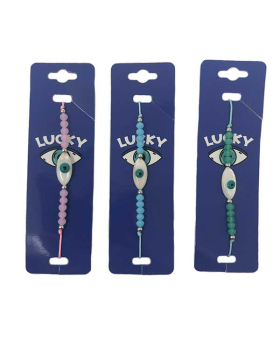 3 Assorted Lucky Eye Bead on adjustable string Bracelets