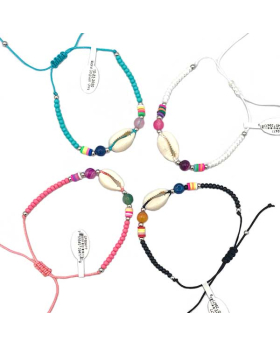 Assorted adjustable String Bracelet with Cowrie and Beads