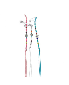 Assorted Tie String Bracelet with Silver Starfish and assorted Beads