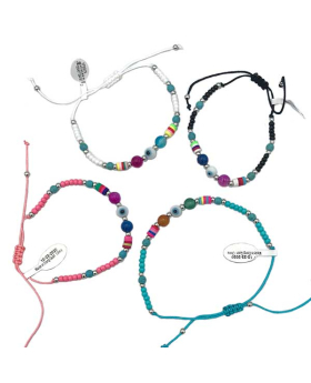 Assorted Adjustable string Bracelet with Lucky Eye and assorted beads
