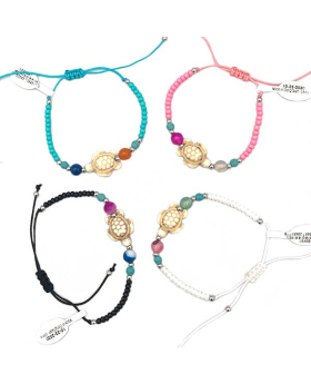 Assorted adjustable string bracelet with Turtle Bead