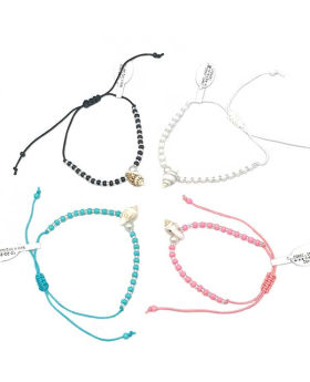 Assorted Adjustable String Bracelet with Shell colored and silver beads