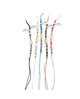 Assorted Tie String Bracelet with Cowrie and multicolored disc Beads