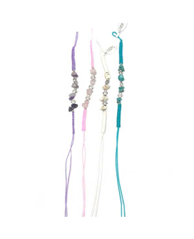 4 Assorted Tie string Bracelet with silver 3 small silver Turtles and stones