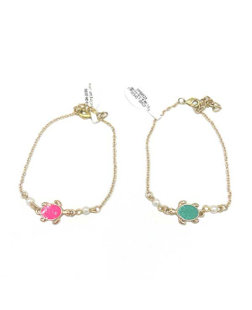 2 assorted Gold Glitter Epoxy Turtle with Pearl Bracelet