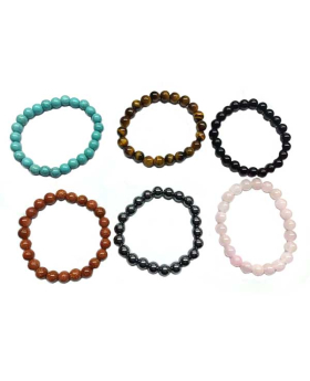 Assorted 8mm Stone bead on stretch Bracelet