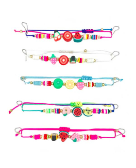 Assorted Fimo Fruit beads on string Bracelet