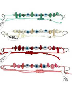 Assorted Lucky Eye beads with stones bracelet