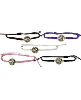 Assorted Macrame Bracelet with Gold round Enamel Panda with Bamboo