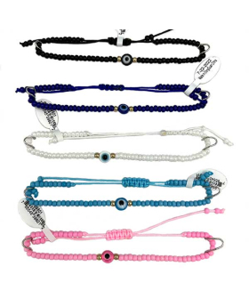 5 Assorted beaded string Bracelet with Lucky Eye bead