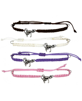 Silver Monkey on assorted macrame adjustable string Bracelet