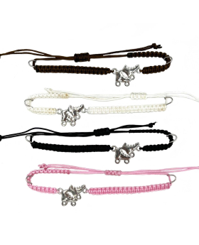 Silver Roller Skates on assorted adjustable macrame bracelet