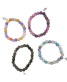 Assorted Genuine round stone Bracelet on elastic
