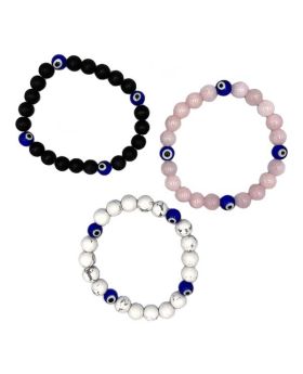 3 Assorted elastic large beaded Lucky Eye Bracelet