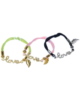 Assorted Rhinestone Love Leaf Bracelet