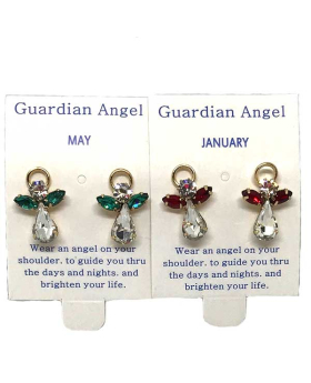 Rhinestone Angel Birthstone earrings