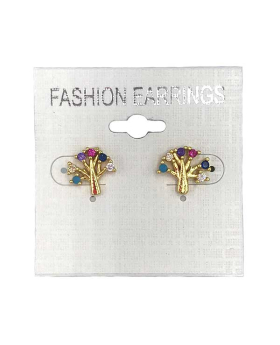 Gold Tree with multicolored rhinestone Earrings