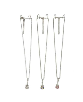 Silver Guitar charm with assorted colored crystals Necklace