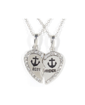 Achor Rhinestone Heart Beat Friends Necklace Set