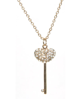 Assorted Rhinestone Heart Key Necklace