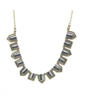 Three tone metal geometric shaped choker Closeout