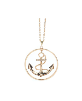 Rhinestone Anchor Long Necklace