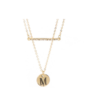 Assorted Initial Rhinestone Bar Double Necklace