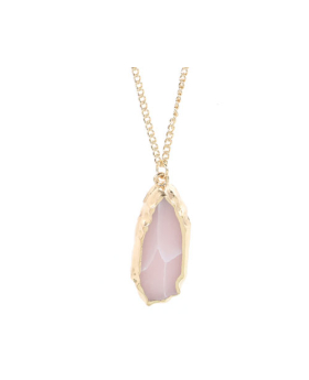 Gem Stone Slab Long Necklace