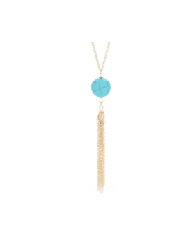 Gem Stone Tassel Necklace