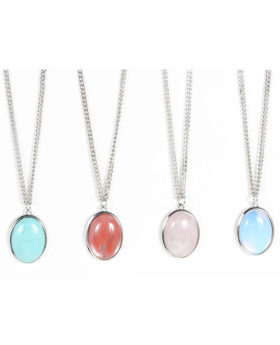 Large Oval Gemstone Necklace