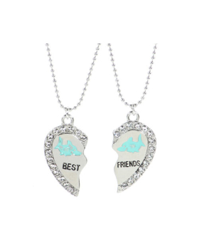 Rhinestone Shark Best Friends Necklace Set