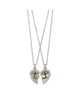 Rhinestone Best Friends Cross Neck
