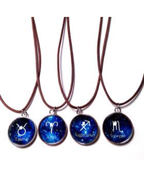 Zodiac Blue Disk NL on Leather Cord