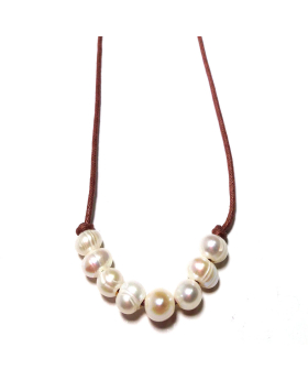 Brown cord/freshwater pearls NL