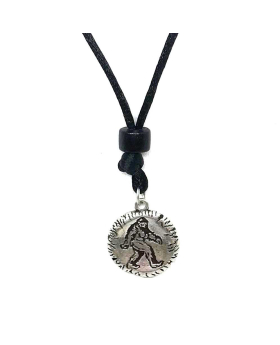 Bigfoot Sasquatch round pendant on cord NL