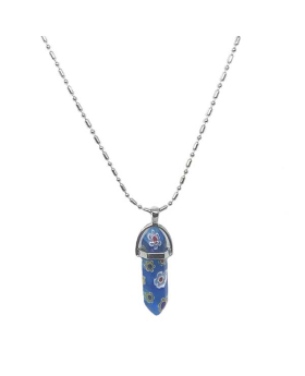 Blue Crystal with flowers design necklace