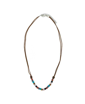 Braided Necklace with mini genuine stone beads