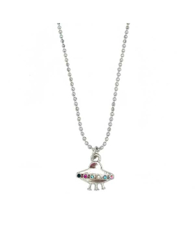 Silver Spaceship with multicolor rhinestone NL