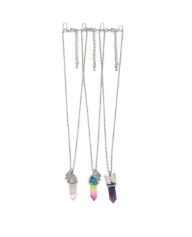 Assorted pointy Crystal Necklace with silver Butterfly charm