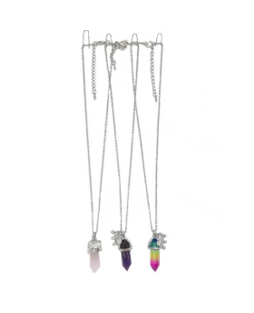 Assorted pointy Crystal Necklace with silver Elephant charm