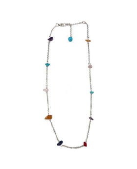 Multiple genuine stone pieces on chain Necklace
